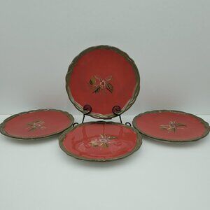 Tracy Porter Octavia Hill Collection Salad Plates Red Embossed 8" Plates